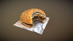 A burger with a bite taken out of it burger, fastfood, cheeseburger, polycam