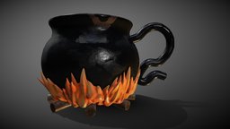Cauldron mug drink, pottery, mug, kiss, kitchenware, zbrus, substancepainter, substance, 3dsmax, texture, pbr, home, halloween