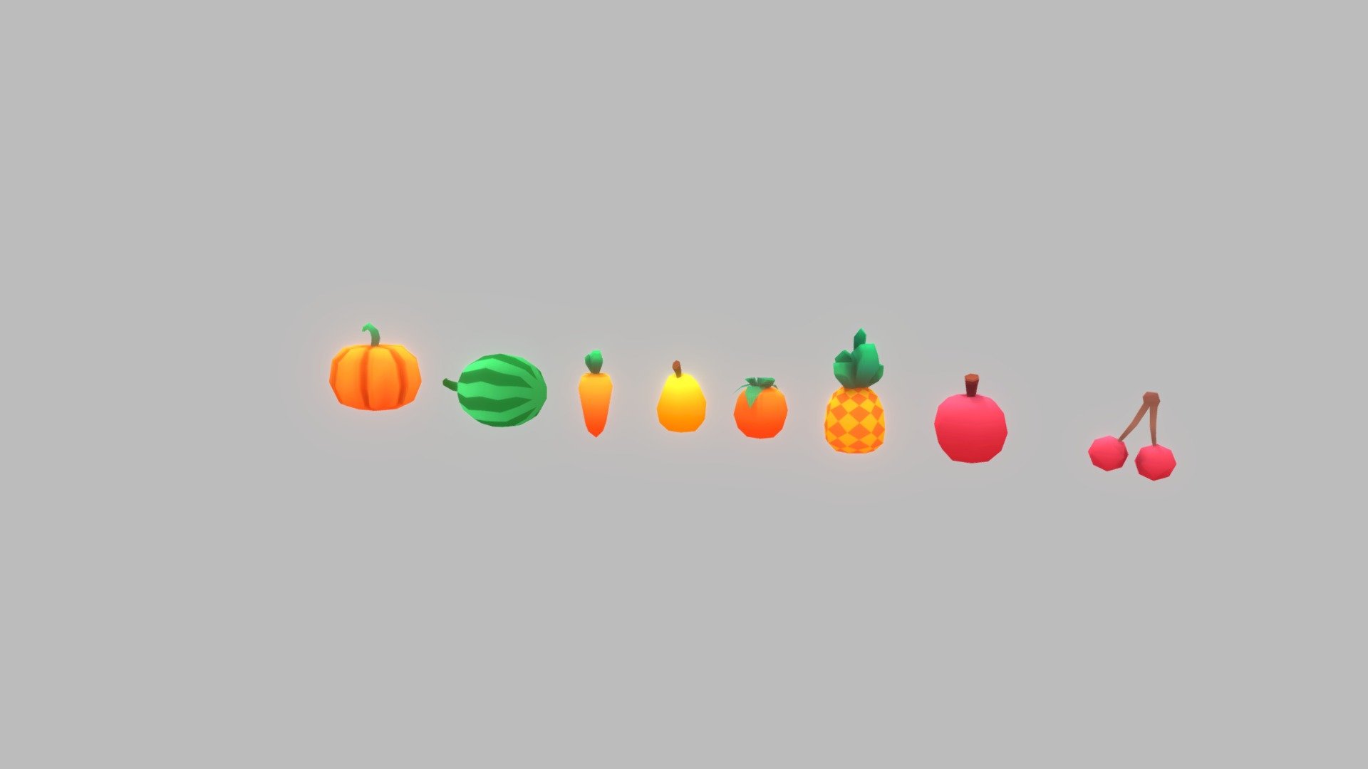 Pack include apple, carrot, cherry, orange, pear, pineapple, pumkin, watermelon
Ready for game mobile, etc - Fruits low poly pack - 3D model by trunglemedia 3d model