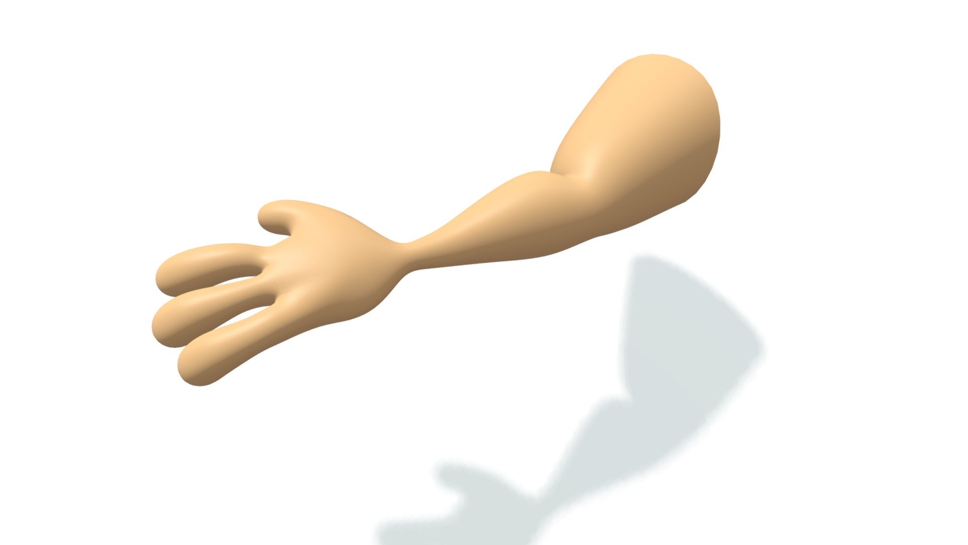 This cartoon hand is 100% procedurally textured and low-poly, good for any use. The hand and arm model was created in Blender2.93.4. The four fingered cartoon hand is perfect for any cartoon character. With a low amount of polygons, attaching this to your characters body should be a snap 3d model