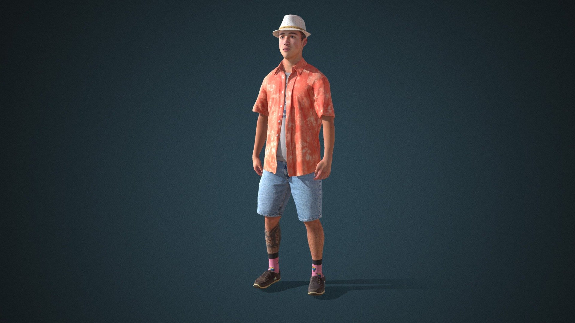 Do you like this model?  Free Download more models, motions and auto rigging tool AccuRIG (Value: $150+) on ActorCore
 

This model includes 2 mocap animations: Modern_M_Idle,Male_walk. Get more free motions

Design for high-performance crowd animation.

Buy full pack and Save 20%+: Beachwear Vol.2


SPECIFICATIONS

✔ Geometry : 7K~10K Quads, one mesh

✔ Material : One material with changeable colors.

✔ Texture Resolution : 4K

✔ Shader : PBR, Diffuse, Normal, Roughness, Metallic, Opacity

✔ Rigged : Facial and Body (shoulders, fingers, toes, eyeballs, jaw)

✔ Blendshape : 122 for facial expressions and lipsync

✔ Compatible with iClone AccuLips, Facial ExPlus, and traditional lip-sync.


About Reallusion ActorCore

ActorCore offers the highest quality 3D asset libraries for mocap motions and animated 3D humans for crowd rendering 3d model