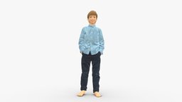 Barefoot Boy In Pose 0104 kids, boy, people, child, clothes, miniature, realistic, barefoot, character, 3dprint, model
