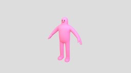 Character218 Pink Man body, base, humanoid, toy, people, pink, giant, alien, gum, character, cartoon, design, man, creature, monster, fantasy, simple