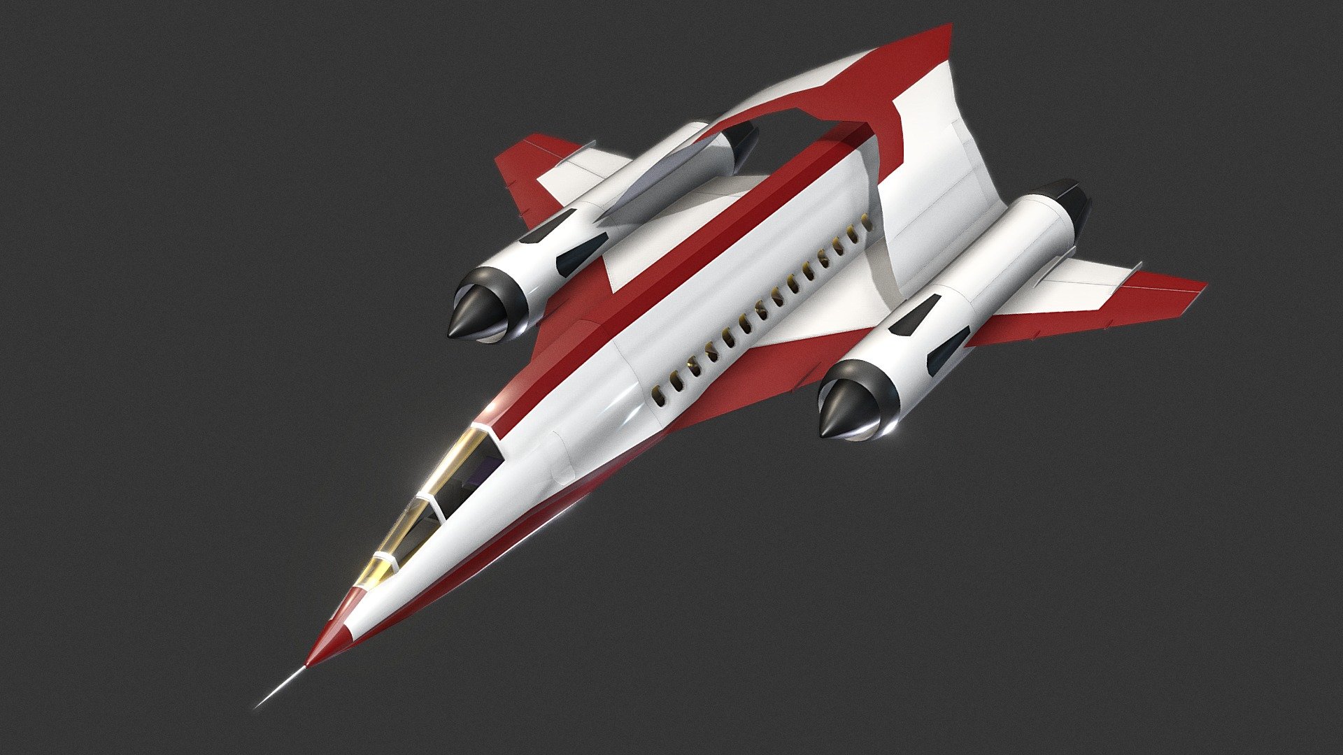Supersonic jet with capacity for 16 passengers traveling in comfort 3d model