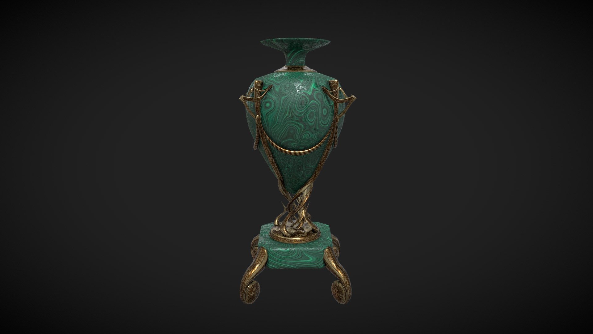 A second model fort he Specialist Pathway project. A posh but old and dusted gold and malachite vase 3d model