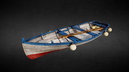 Old Fishing Rowing Boat fishing, rowing, uvmapped, rowingboat, textured, highpoly, rendering, boat