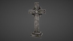 Old celtic cross gravestone graveyard, tombstone, prop, medieval, gameprop, cemetery, gravestone, grave, props, gravestone-cemetery, unity, asset, blender, pbr, gameart, stone, fantasy, church, environment