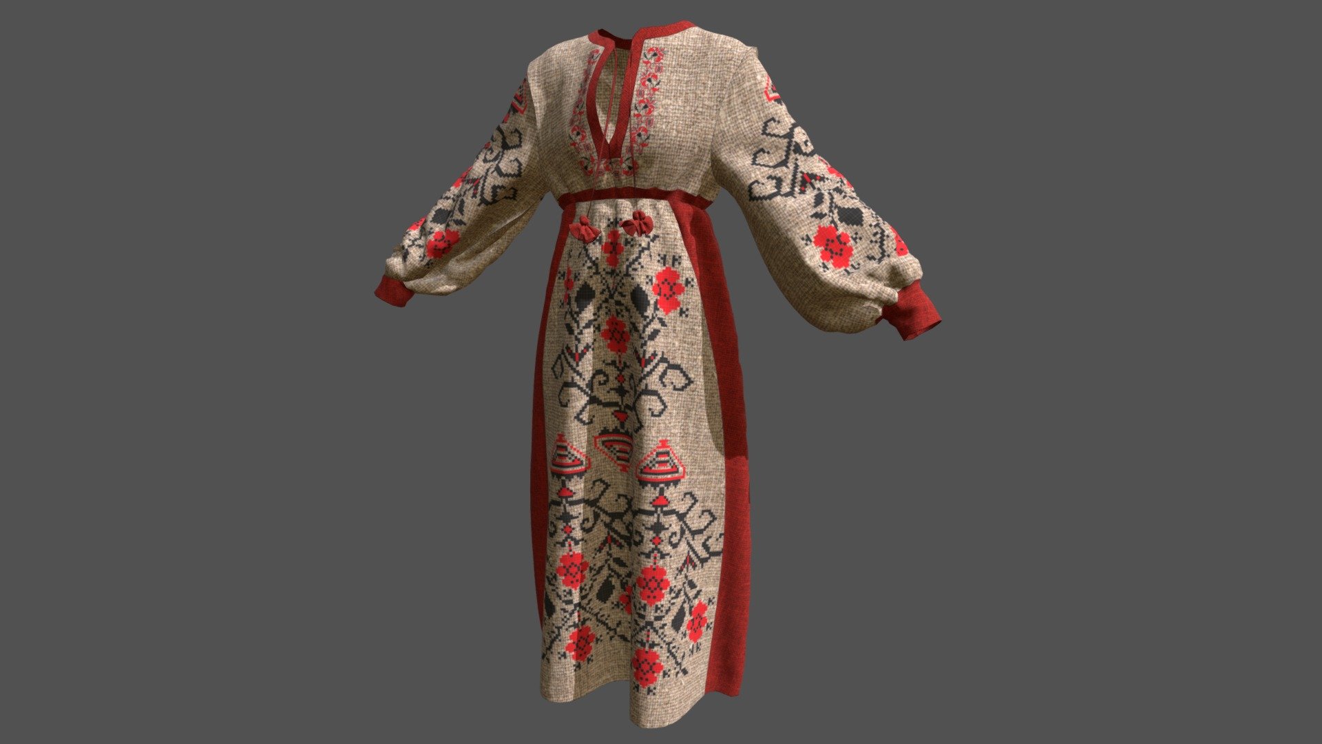 UA3_ Ukrainian national dress - Buy Royalty Free 3D model by Virtual Pandora (@virtualpandora) 3d model