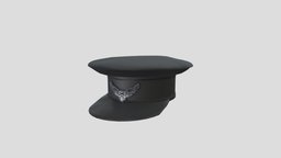 Police Hat police, hat, hotel, uniform, womens, valet, roleplay, pbr, military, female, male, black, bellboy