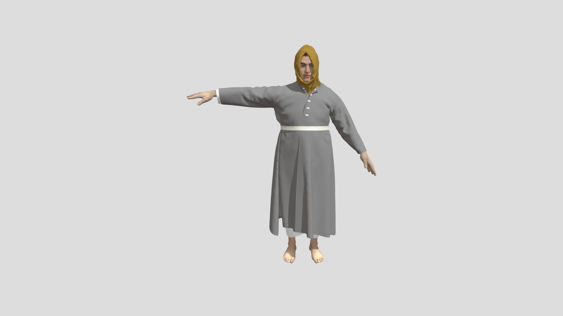Polish 17th cent peasant with hood 3d model