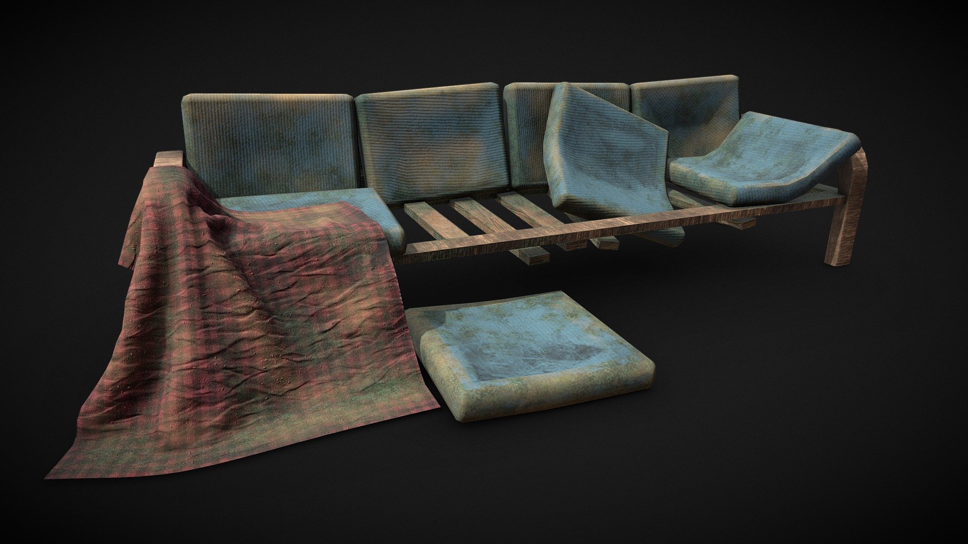 This is an Abandoned Sofa which can be used as required . This asset was modelled in maya and textured in Substance painter. To see more Work please visit my instagram profile : https://www.instagram.com/art.rajat/?hl=en Stay tuned for more exciting upcoming 3D models .... 
&amp; feel free to suggest what you want to get next :D - Abandoned Sofa - Buy Royalty Free 3D model by rajatnidaria 3d model