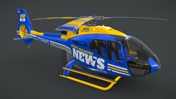 News Helicopter EC130-H130 Livery 13 flying, games, rotor, airplane, copter, unreal, heli, chopper, realtime, eurocopter, flight, aviation, propeller, aircraft, airbus, unity, pbr, lowpoly, helicopter, gameready, ec130, noai, h130