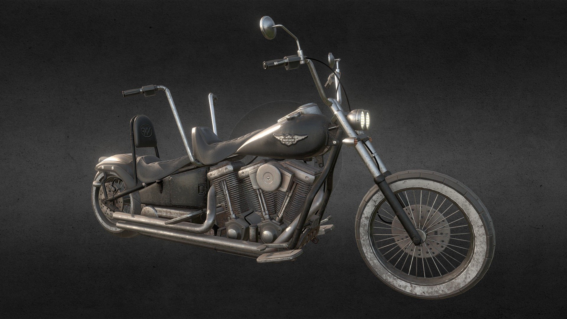 A Tandem Motorcycle model based losely on wacky races, for a University second year Project 3d model
