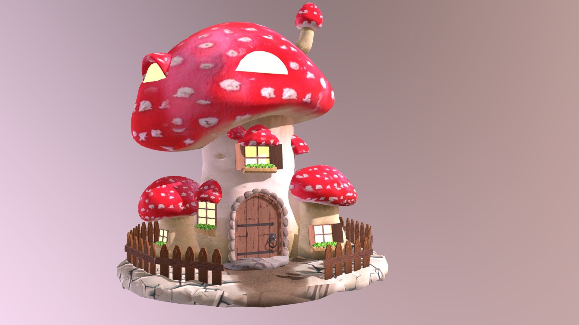 Muschroom house//toadstool
three muschroom with window and flowers! - Muschroom house//toadstool - Download Free 3D model by werxxiks 3d model