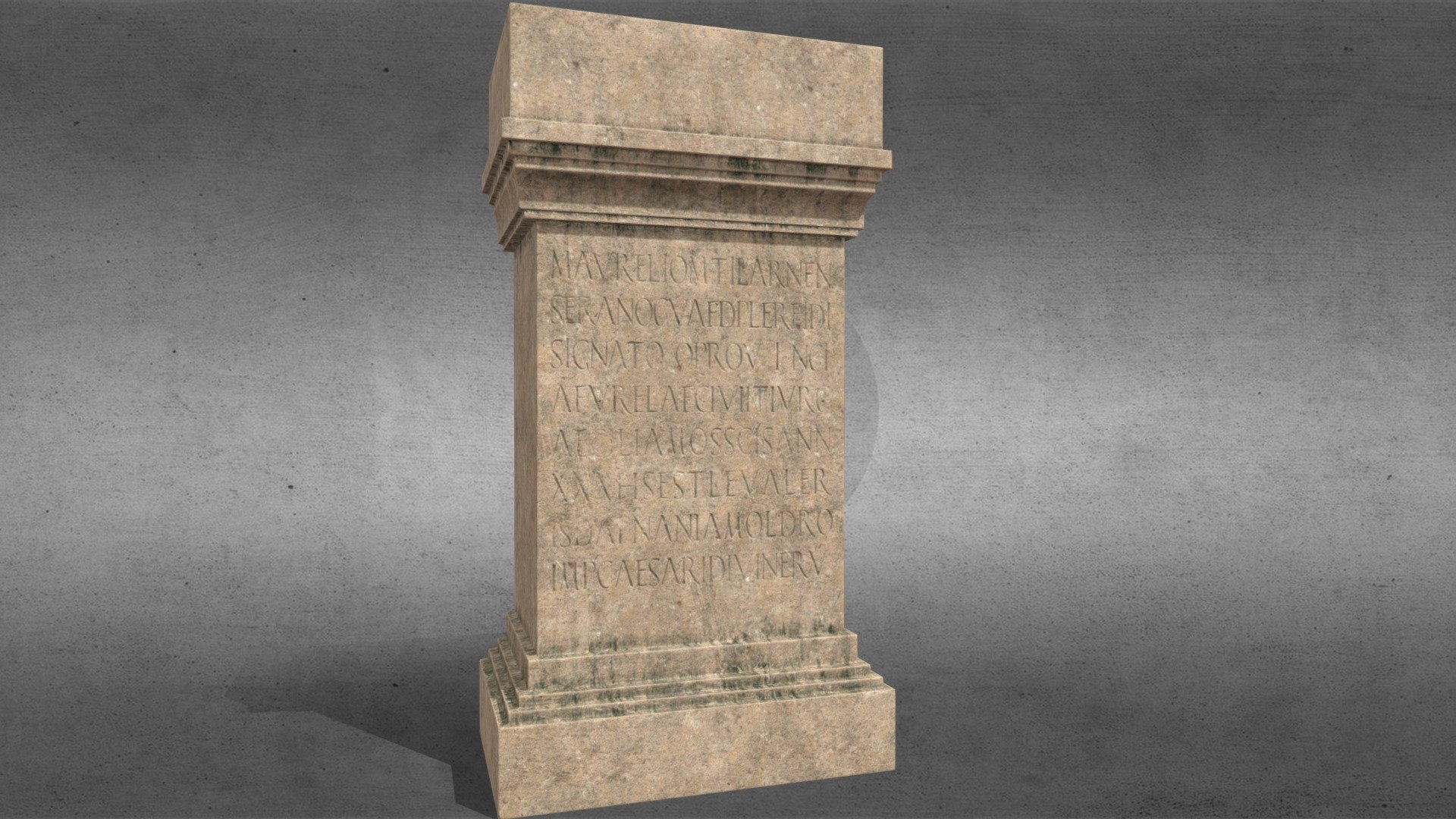 This roman stele was found in the historical site Pupput in Hammamet Tunisia.
it contains an inscription in latin letters 3d model
