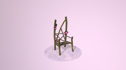 Witch chair tree, green, pink, chair, witch, fantasy