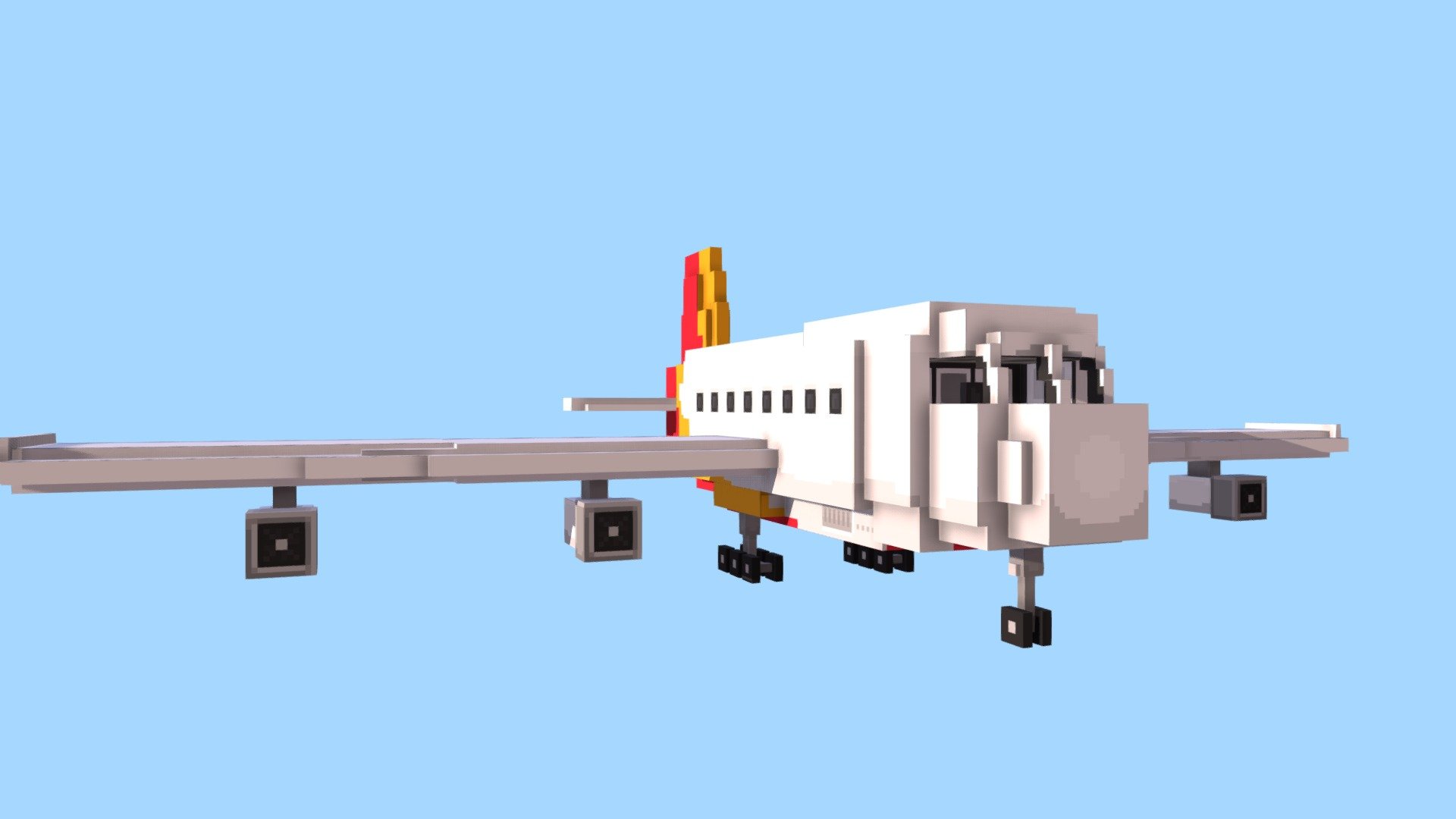 A passenger plane made in Blockbench for Minecraft Bedrock Edition for Spark-Squared’s Marketplace map “Planes” - Jumbo Jet - 3D model by JannisX11 3d model