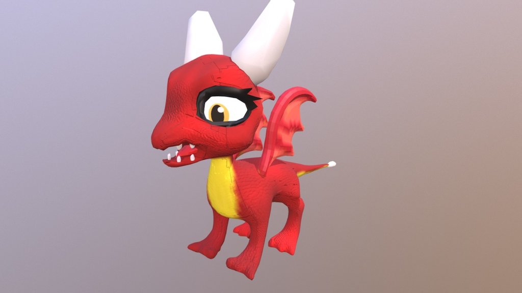 This is my first dragon retopology lowpoly - Dragon LowPoly Little - 3D model by xeratdragons (@dragonights91) 3d model