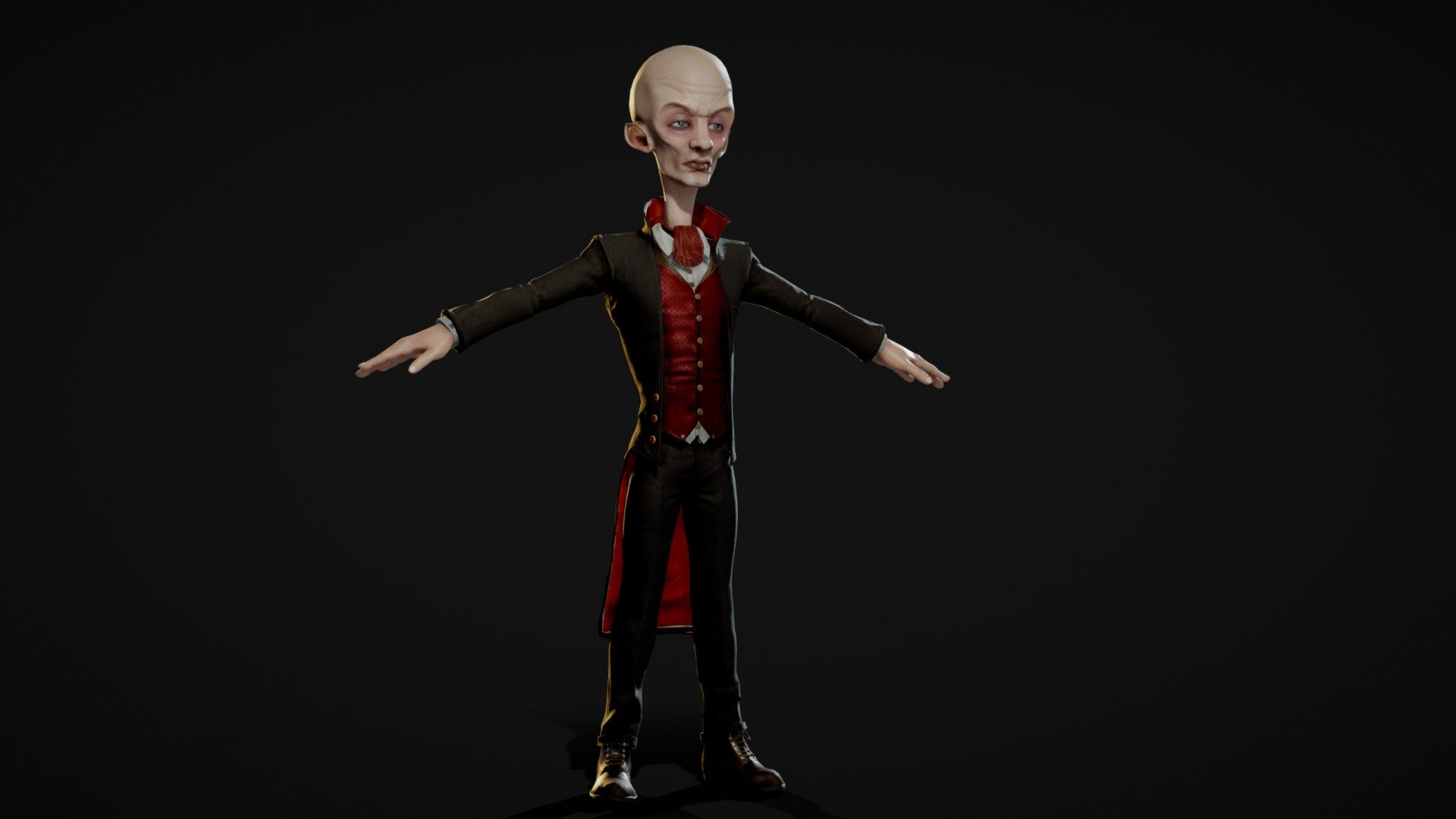 I found some time to pick my real time cartoon vampire in Marmoset back up. still work in progress about 30k tris 2 2k textures in substance painter #gamedev - stylized Vampire - 3D model by MatthewKean 3d model