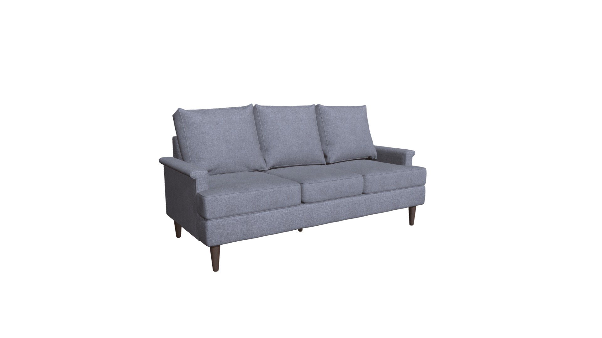 This tailored sofa is big on comfort. Curl up or stretch out, its sized perfectly with just the right amount of cush, giving you support where you need it. The cut back rolled arms and generous seat cushions have a self-welt for a designer touch. Its mid-century tapered legs give it stability and elevate the look. Combine it with the matching armchair or loveseat, sold separately, to complete your room setting. https://zuomod.com/campbell-sofa-dark-gray - Campbell Sofa Dark Gray - 101195 - Buy Royalty Free 3D model by Zuo Modern (@zuo) 3d model