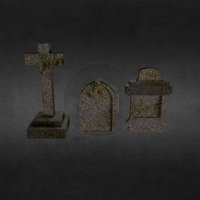 Simple tombs graveyard, tombstone, daily3d