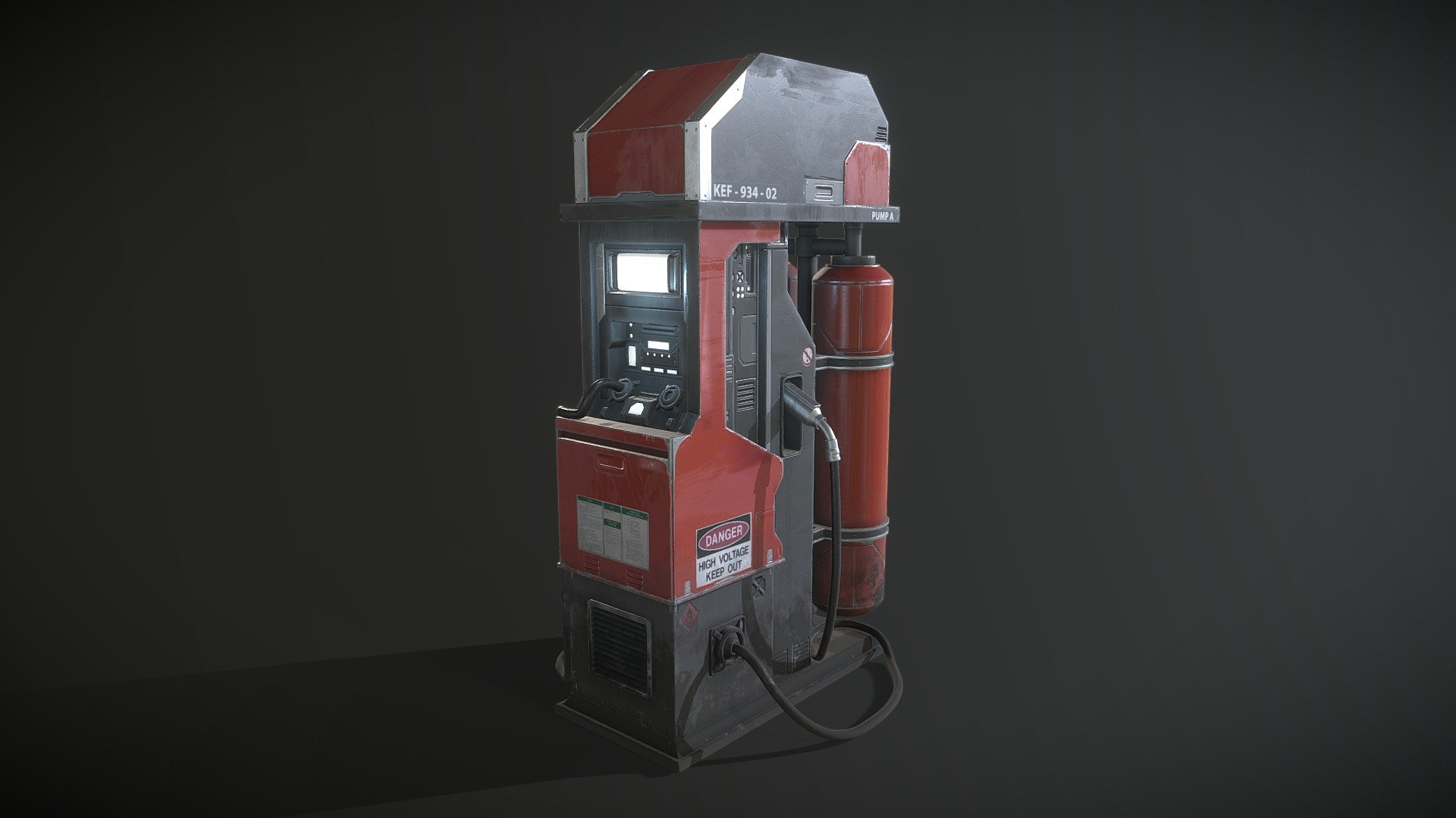 This is a Game Ready model of a Gas Pump I made while watching a course from Emiel Sleegers, a 3d environment artist at Ubisoft. For this piece, I followed the Game asset pipeline for AAA Games. I started by analizing the references, created a blockout, then a High Poly object. Then I turned it into a low poly object, uv unwraped, exported to Marmoset 3, where I baked the high poly onto the low poly mesh by using the weighted normals technique. Then I set the render scene, and exported my baked textures to Substance Painter, where I painted the textures. FInally, I imported the textures from substance into Marmoset 3, and set my render scene with a Turntable render.
I was able to learn and to improve knowledge I already had, with some new tools and techniques taugh by Emiel. Hope you like it! - Futuristic Gas Pump - 3D model by Gustavo Olaio (@olaio3d) 3d model