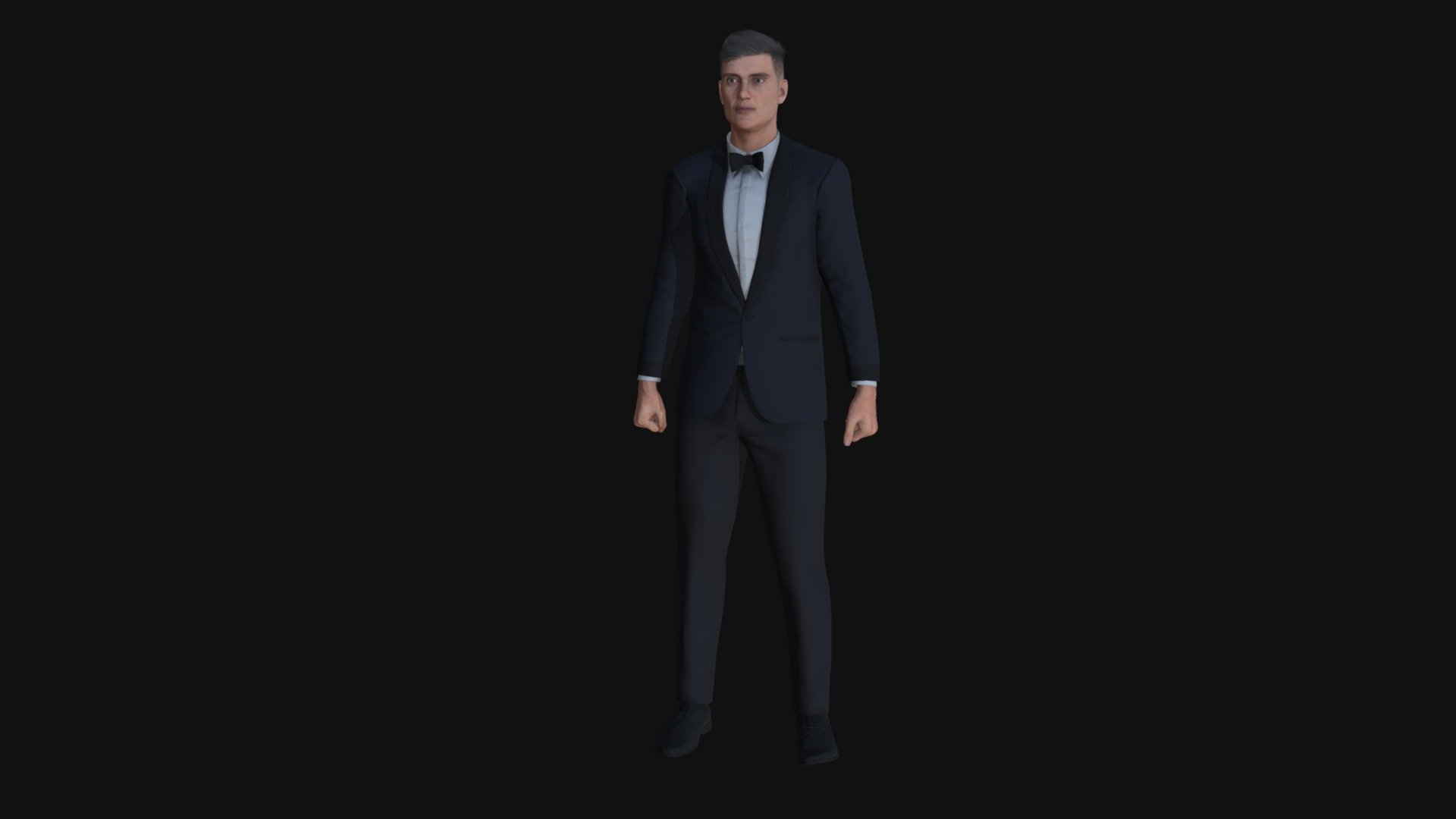 Tommy Shelby:

-

3D Character Tommy Shelby (Peaky Blinders Serie).

-

Character high detail realistic model.

-
A pose with Rigg, with high definition textures 3d model