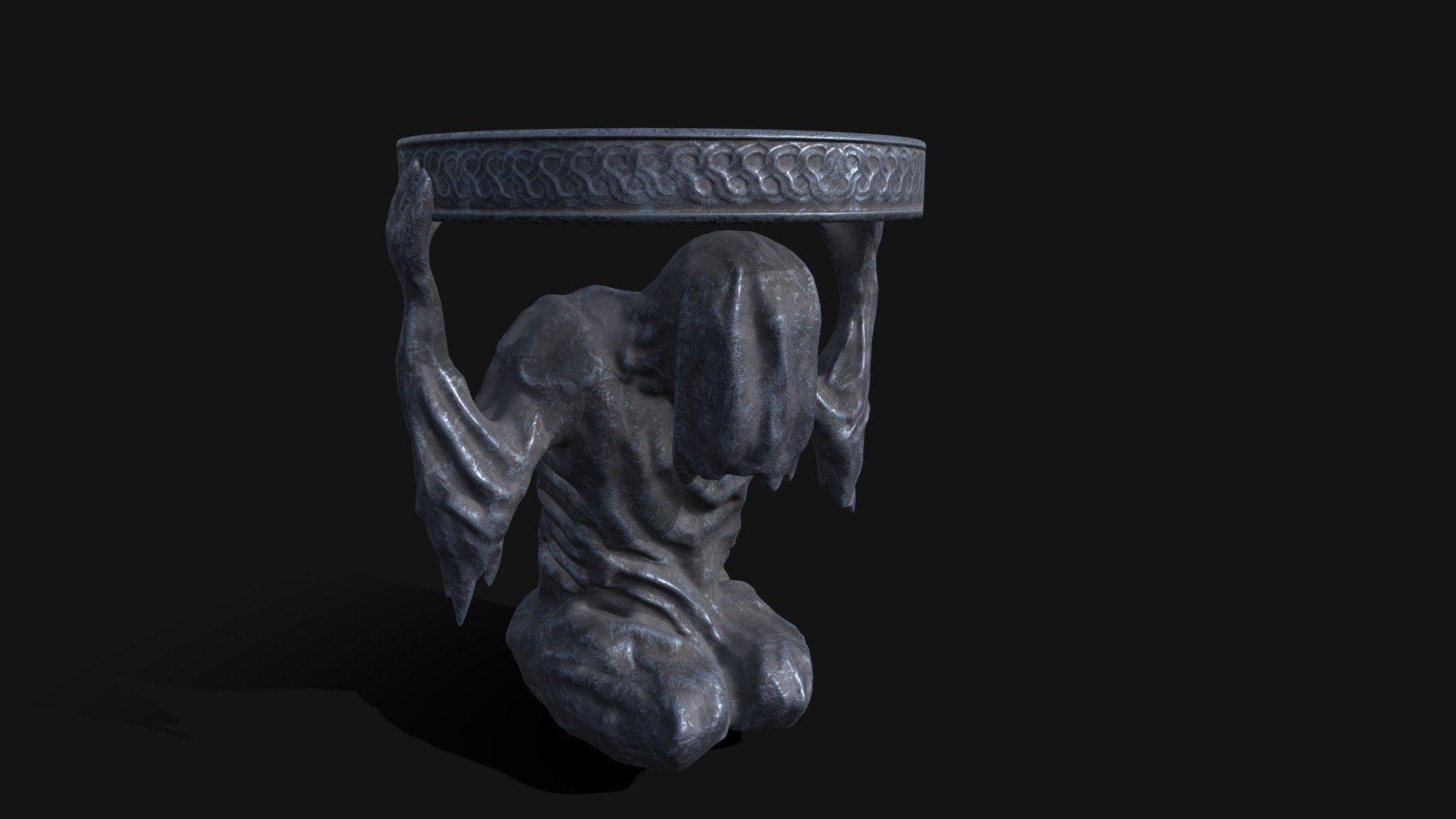 Dark Reaper Table 3D Model. This model contains the Dark Reaper Table itself 

All modeled in Maya, textured with Substance Painter.

The model was built to scale and is UV unwrapped properly

⦁   24718 tris. 

⦁   Contains: .FBX .OBJ and .DAE

⦁   Model has clean topology. No Ngons.

⦁   Built to scale

⦁   Unwrapped UV Map

⦁   4K Texture set

⦁   High quality details

⦁   Based on real life references

⦁   Renders done in Marmoset Toolbag

Polycount: 

Verts 12363

Edges 24762

Faces 12403

Tris 24718

If you have any questions please feel free to ask me 3d model