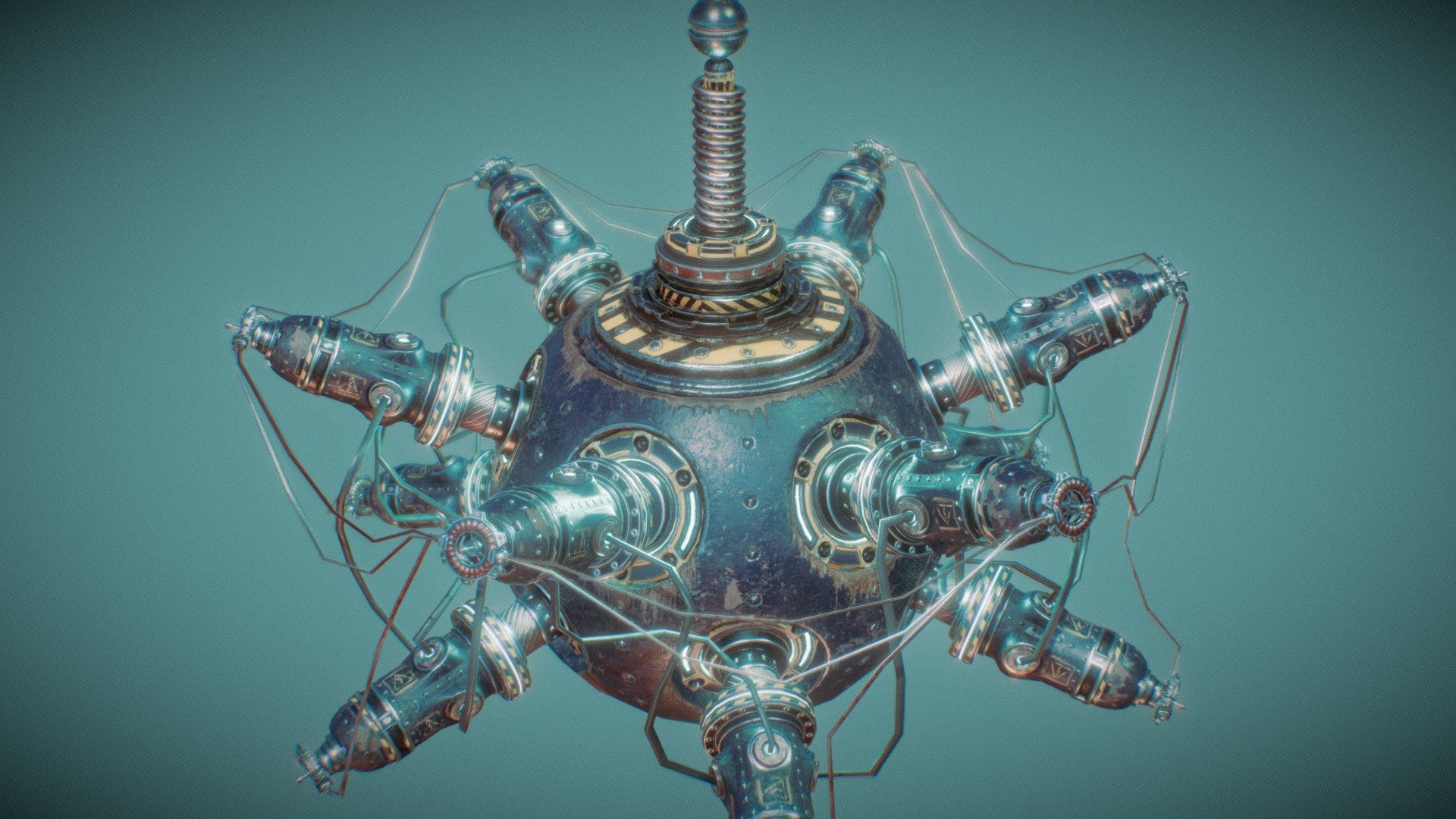 A tesla trap, inspired by naval mines. made with 3ds max, maya, photoshop and substance painter 2 3d model
