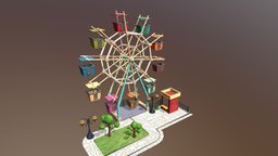 Ferris Wheel ticket, low-poly-model, ferris-wheel, riesenrad, maya