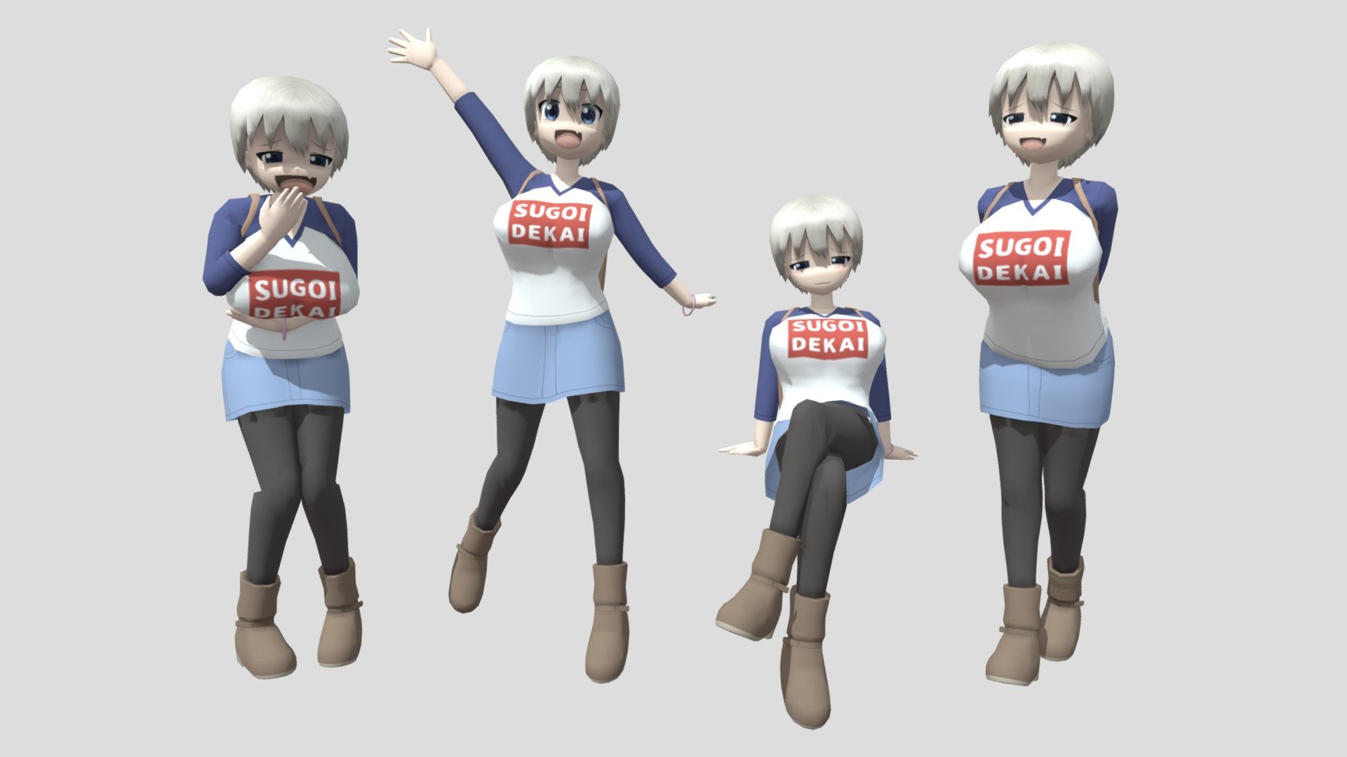 Uzaki-chan from Uzaki-chan Wants to Hang Out. I tried my best to make her model as accurate as possible.

Also, if you play Cities: Skylines, you can download a citizen and prop version of her from the workshop.

https://steamcommunity.com/sharedfiles/filedetails/?id=2202829527 - Uzaki-chan - 3D model by Nosh59 3d model