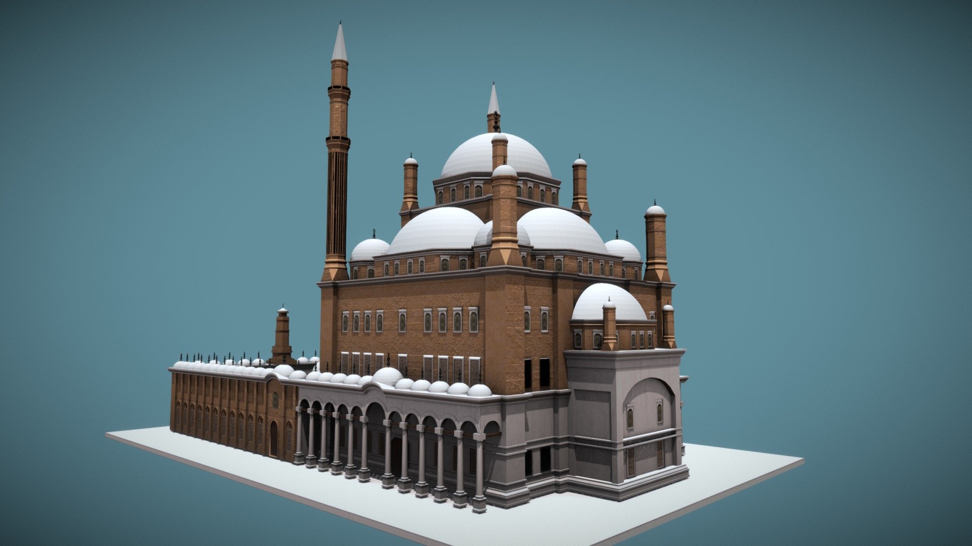 Optimized low-poly Model of Muhammed Ali Mosque for AR - Muhammed Ali Mosque - 3D model by rowan (@rowana) 3d model