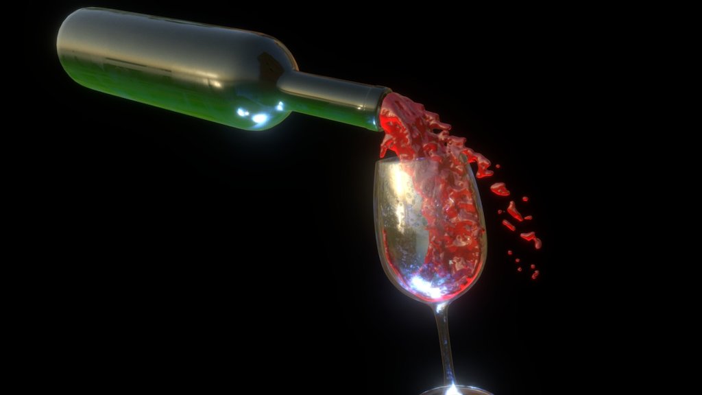 Playing a bit with Phoenix FD for the first time :) - Bottle Of Wine - 3D model by Béla Csampai (@stealth4health) 3d model