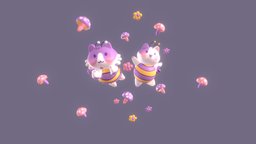 gatitos vestidos de abeja