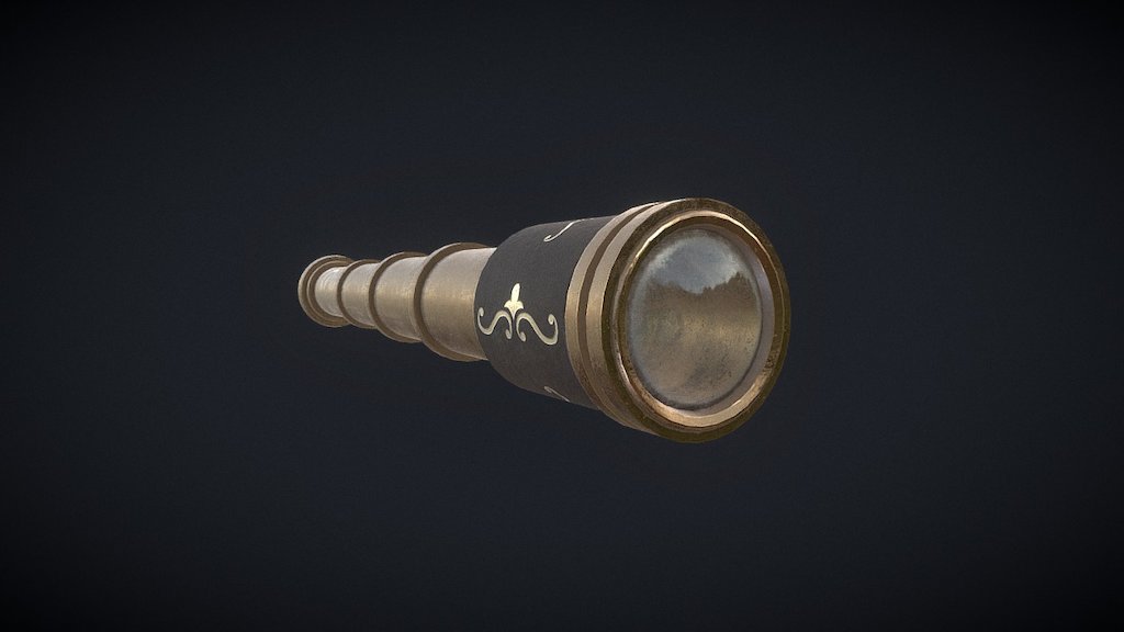Pirate Spyglass half a day challenge 
Modeled in Autodesk Maya, 
Textured In Substance Painter, 
Lighting and Shading in Unreal Engine 4, 
Editing in After Effects 3d model
