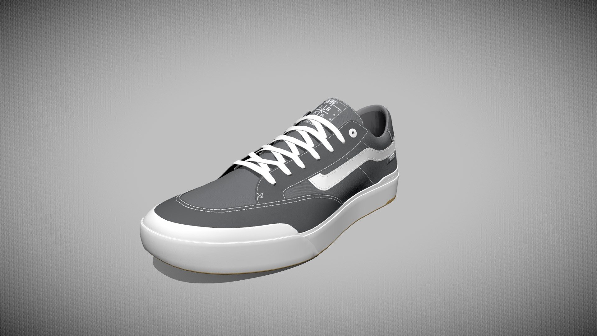 Detailed 3D model of a pair of vans berle pro shoes, modeled in Cinema 4D. The model was created using approximate real world dimensions.

The model has 128,626 polys and 141,542 vertices.

An additional file has been provided containing the original Cinema 4D project file, textures and other 3d format such as 3ds, fbx, obj and stl. These files contain both the left and right pair of the shoes 3d model