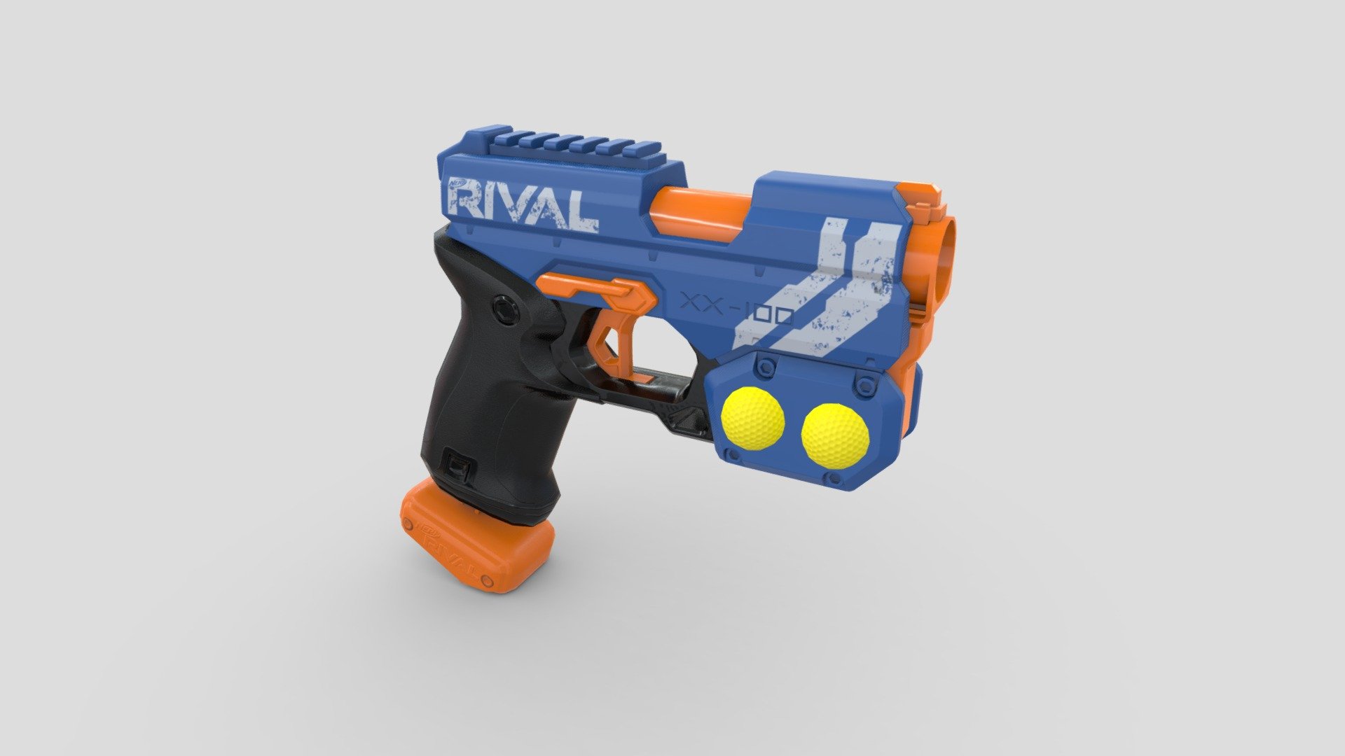 Real world scale

Low-poly

Authentic details

Fully unwrapped, non-overlapping UV’s

4K PBR textures

Mobile/PC/VR-ready
 - NERF Rival Knockout XX-100 Blaster - Buy Royalty Free 3D model by Alvin Suen (@alvinwcsuen) 3d model