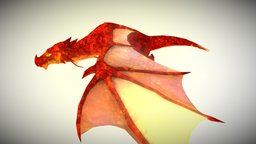 Low-poly Fire Dragon red, fire, red-dragon, low-poly, lowpoly, animated, dragon, fire-dragon