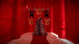 The Iron Throne (Game of Thrones) throne, gameofthrones, king, iron, banner, targaryen, throneroom, redkeep, ironthrone, kingslanding, 3d, 3dsmax, texture, skull, dragon, bumpmap