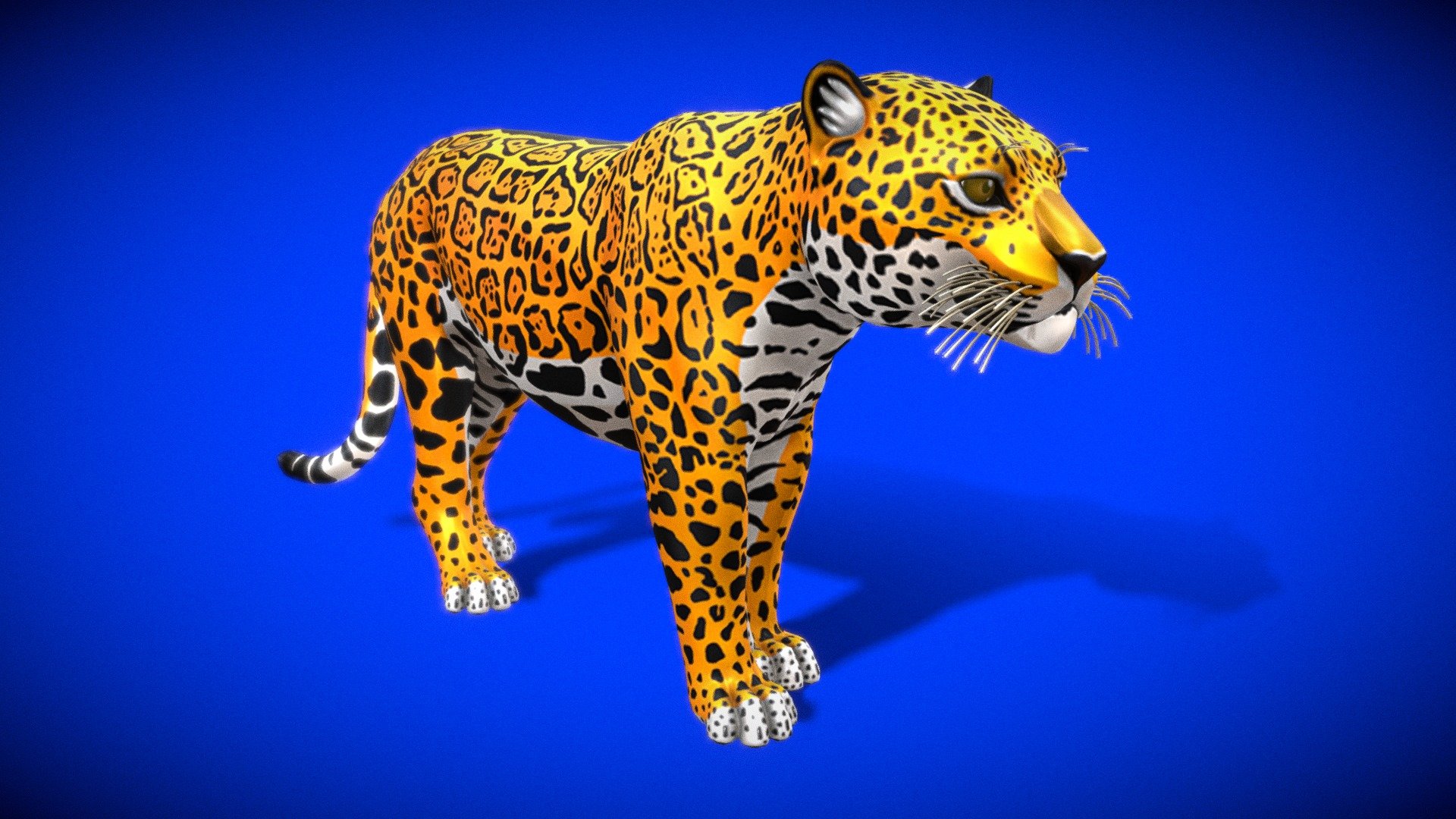 Panthera onca. A stylized cartoony jaguar 3d model
