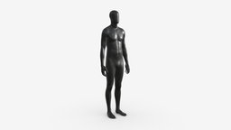 Male Full Body Mannequin Black Plastic body, full, figure, front, fashion, store, dummy, mannequin, realistic, casual, manikin, 3d, pbr, model, design, man, human, male, plastic, black
