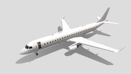 Embraer ERJ E190 lowpoly static blank scene, airliner, scenery, development, airport, simulation, aircraft, jet, static, fsx, embraer, xplane, regional, lowpoly, gameasset, p3d, msfs