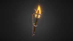 Medieval Stylized Torch torch, castle, dungeon, medieval, 2k, fire, coal, brazier, pbr, lowpoly, stylized, fantasy, light, gameready