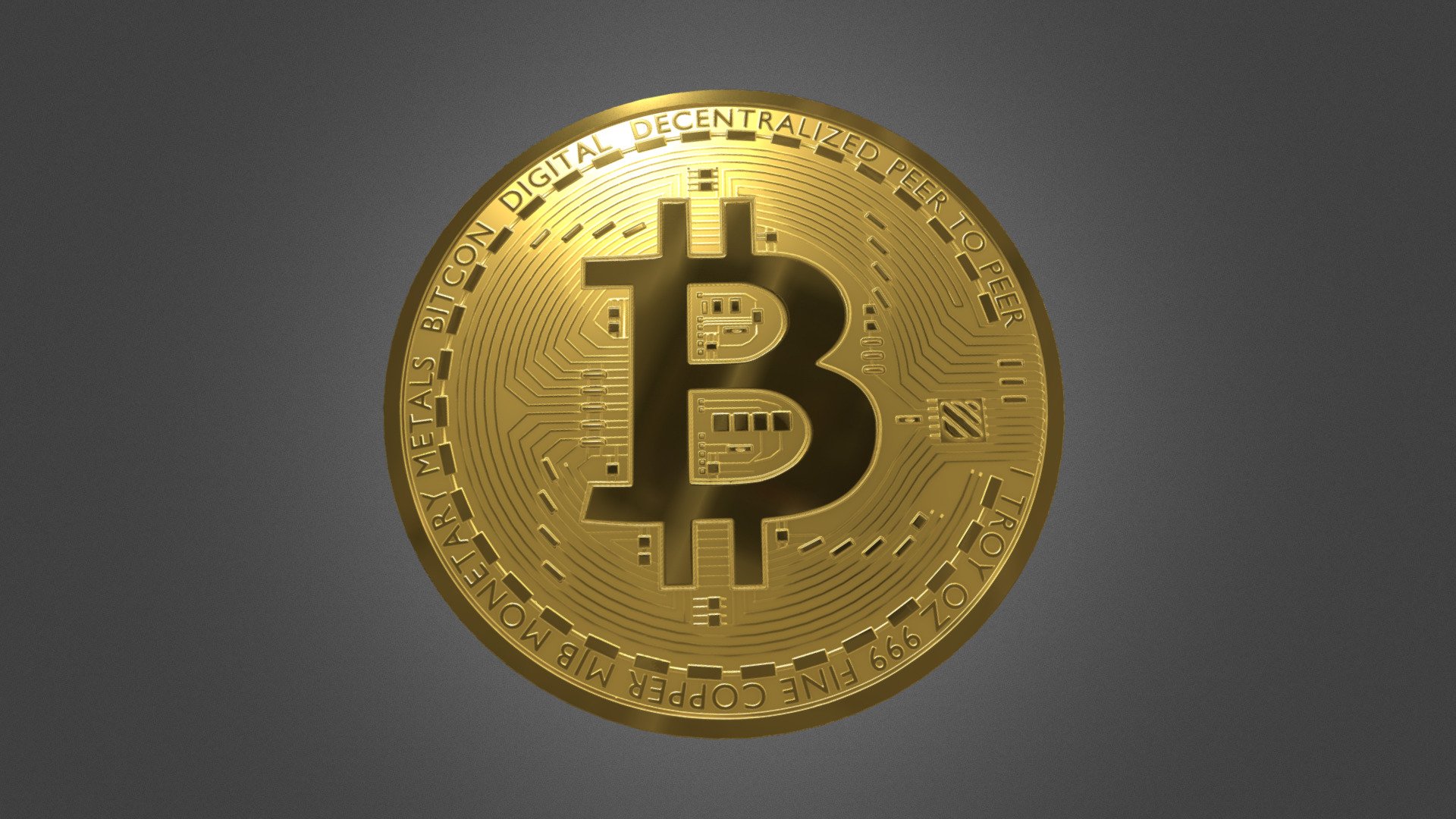LowRes 3d model with texture maps of Bitcoin prop. Ready to use for games and rendering 3d model