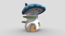 Casa seta alta azul FM cute, mushroom, videogame, casa, seta