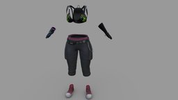 Female Punk Outfit school, steampunk, leather, full, , punk, fashion, girls, cyber, top, clothes, cyberpunk, pants, dress, shoes, boots, combat, backpack, costume, womens, bra, bikini, outfit, canvas, wear, gloves, fingerless, roleplay, pbr, low, poly, female, fantasy