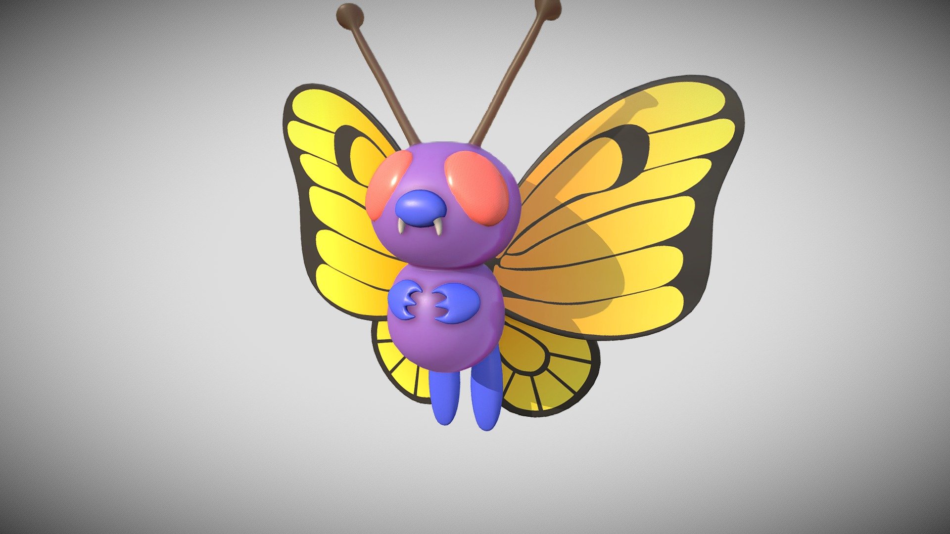 Butterfly Pokemon Butterfree has a superior ability to search for delicious honey from flowers 3d model
