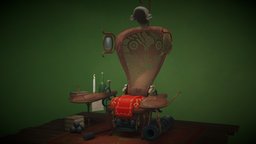 Cannon Chair steampunk, cannon, nouveau, 18th-century, art, chair, fantasy, handpainted-lowpoly