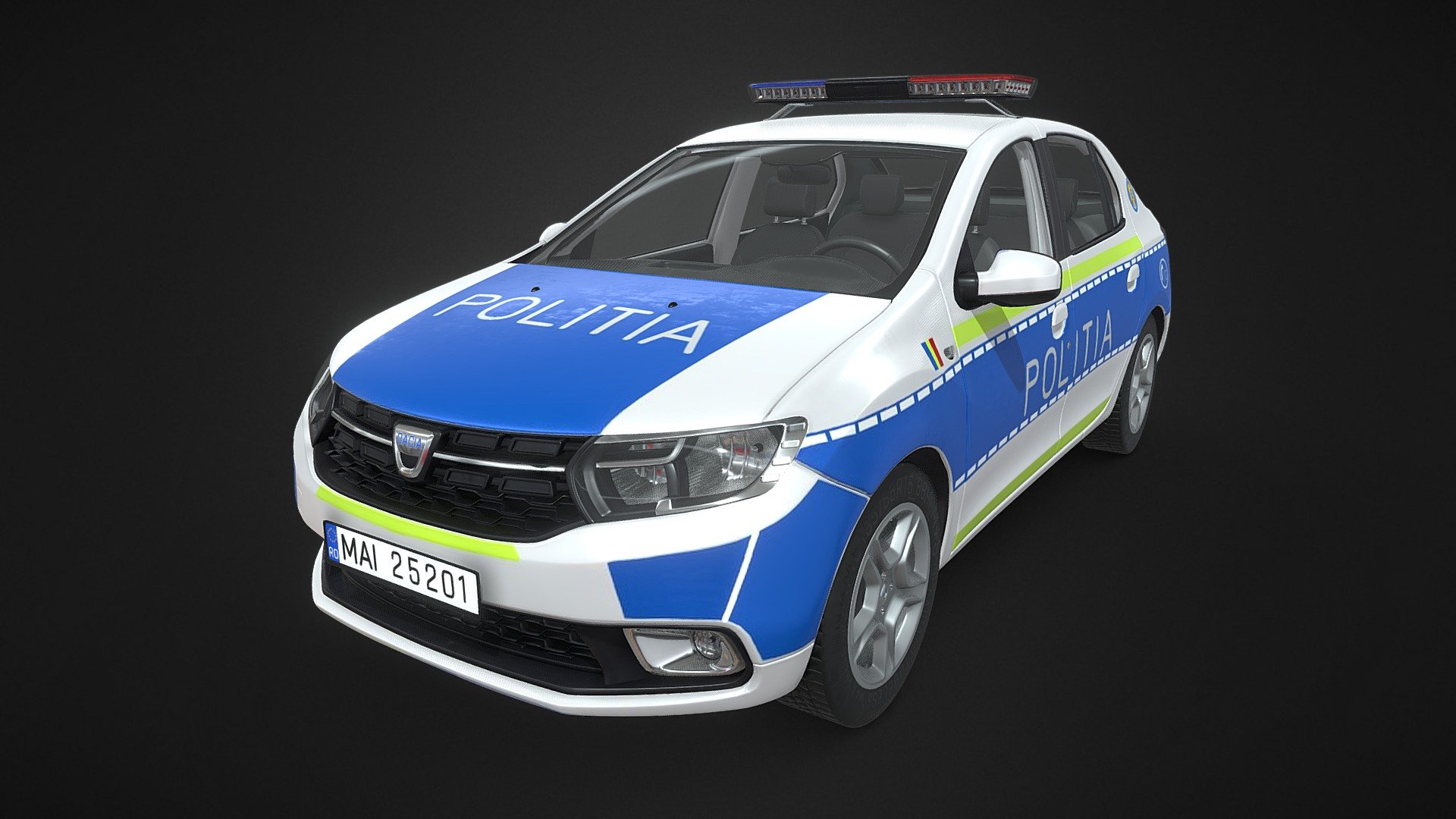 Dacia/Renault Logan Politia - High-poly - Buy Royalty Free 3D model by solid3d (@solidmodelsproject) 3d model