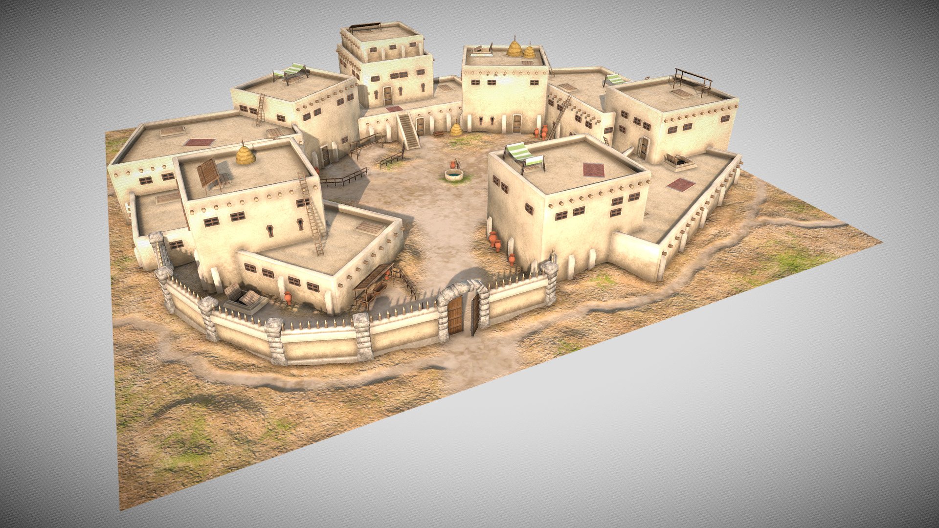Little desert town, original concept inspired by neolithic settlement of Çatalhöyük

Modeling &amp; UV mapping: Blender + 3DCoat
Texturing: Substance Painter - Desert Town - 3D model by Niko (@nikosstuff) 3d model